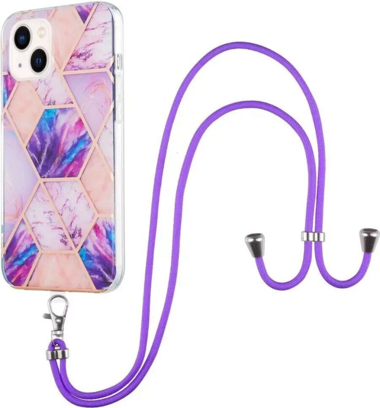 iPhone 14 Plus Fleksibelt Plastdeksel m. Stopp - Marmor - Lys Lilla