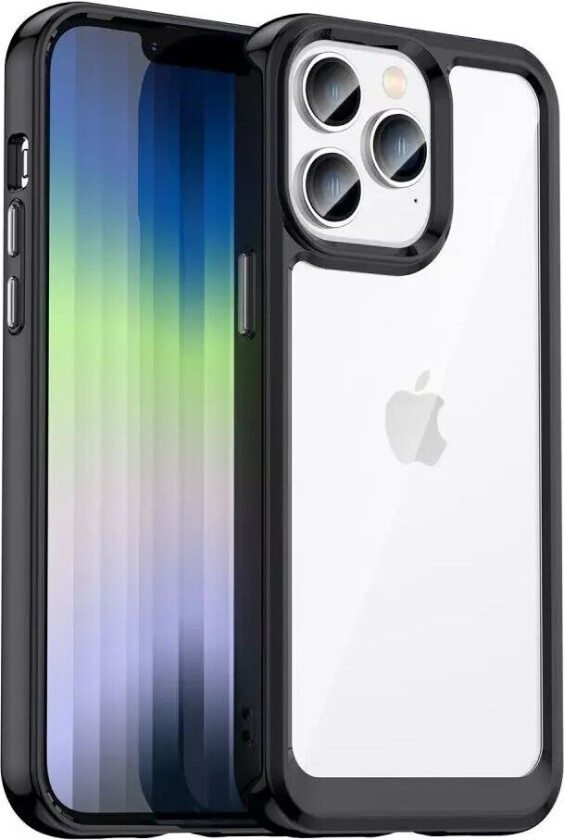 iPhone 14 Pro Hybrid Plastdeksel - Gjennomsiktig / Svart