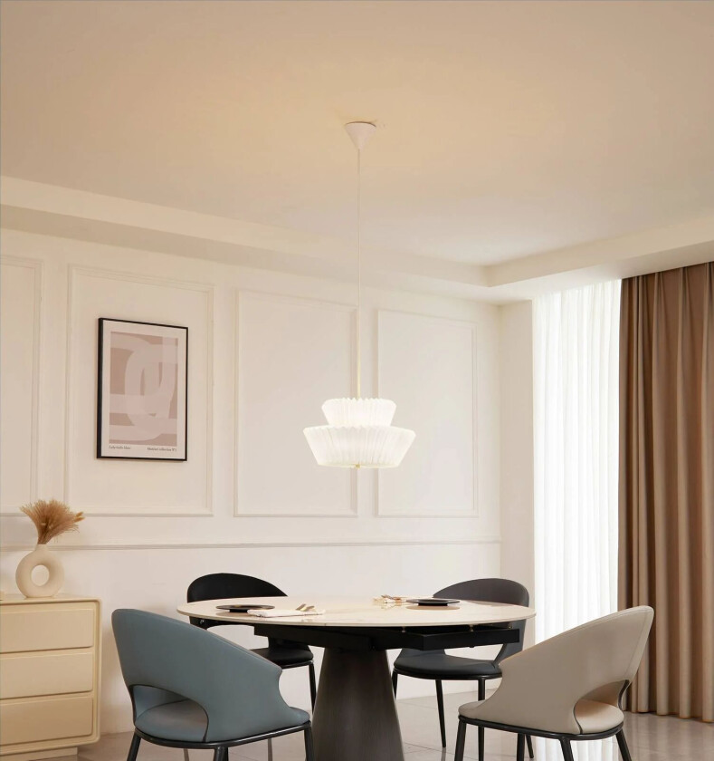 pendellampe Magali, hvit, papir, Ø 45 cm, E27