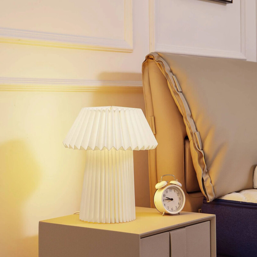 bordlampe Magali, hvit, papir, Ø 34 cm, E14