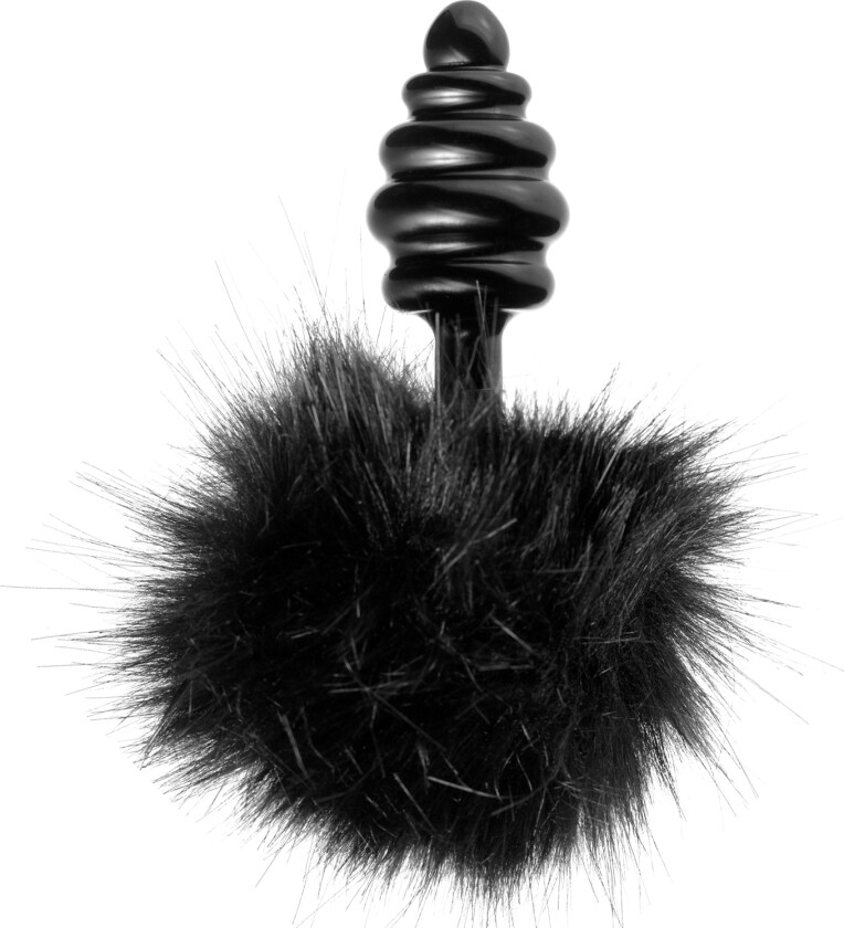 Black Bunny Tail Buttplugg - Svart