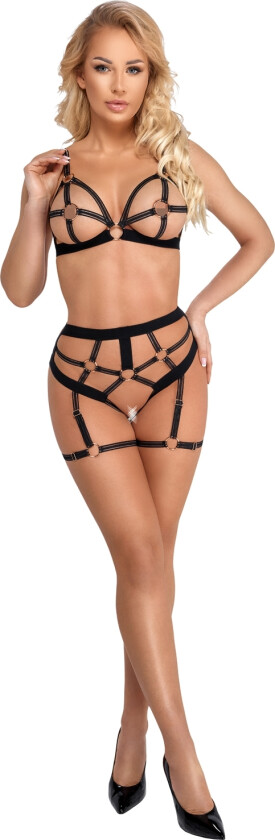 Lingerie Harness Style BH-sett - Svart - S
