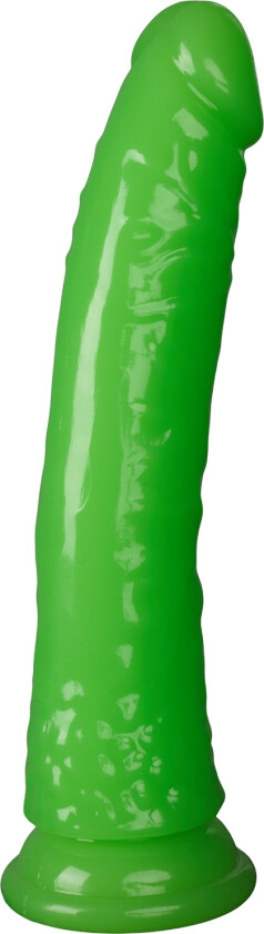 Realrock Glow in the Dark Slim Dildo med Sugekopp 16 cm - Grønn