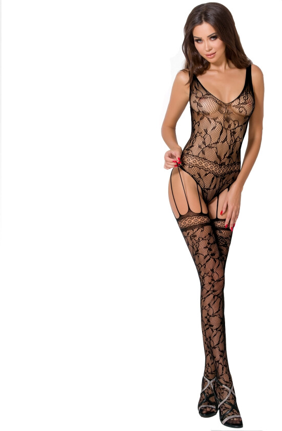 Betty Catsuit med Blonder - Svart - One Size