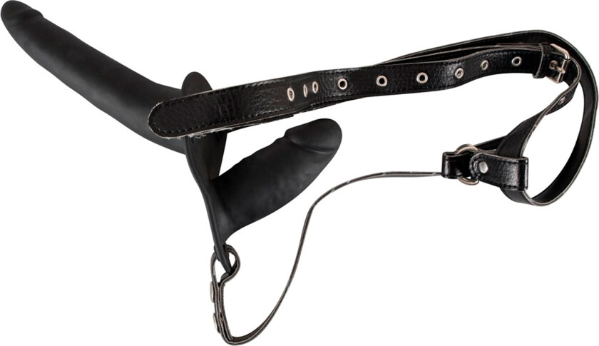 Justerbar Dobbel Strap-on 15 cm - Svart