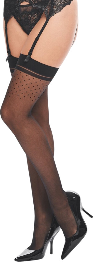 Svarte Strømper med Prikker - Svart - S/M