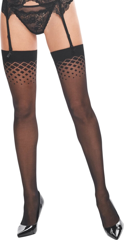 Svarte Strømper med Mønster - Svart - S/M