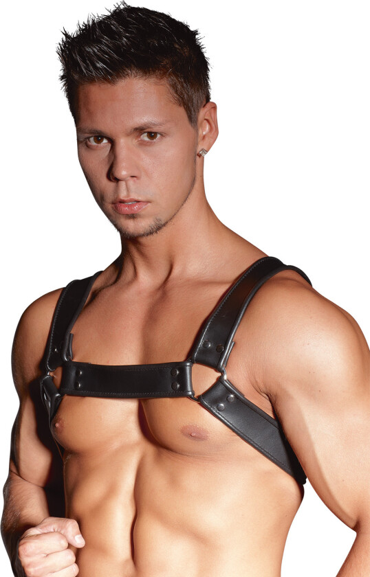 Lær Bryst Seletøy Menn - Svart - One Size