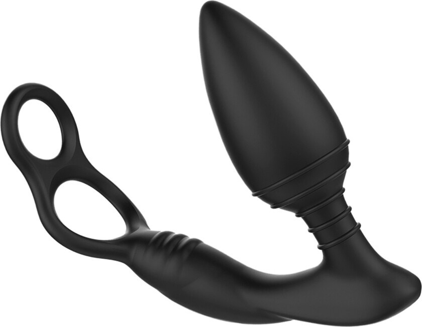 Stimul8 Vibrerende Analplugg med Penisring    - Svart