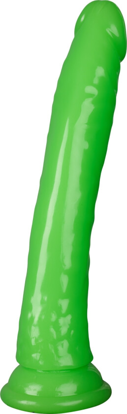 Realrock Glow in the Dark Slim Dildo med Sugekopp 23 cm - Grønn