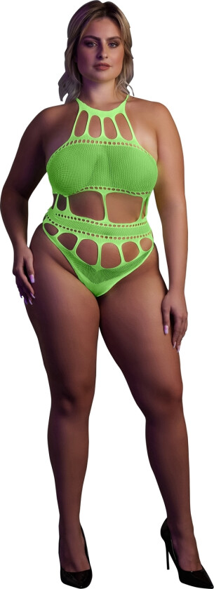 Glow in The Dark Neongrønn Body Plus Size - Grønn - Plus size