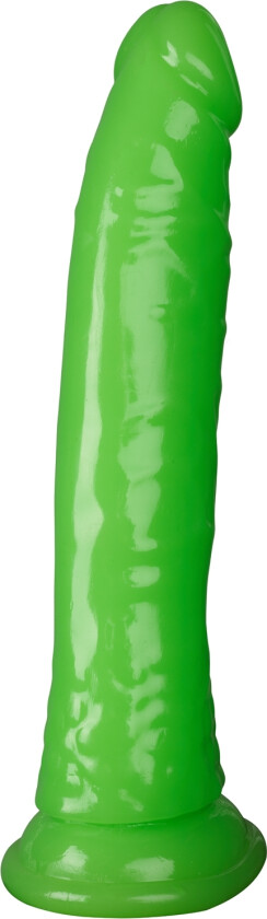 Realrock Glow in the Dark Slim Dildo med Sugekopp 18 cm - Grønn