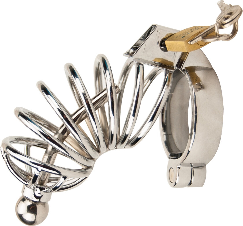 Corkscrew Kyskhetsbelte med Penisplugg - Sølv