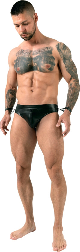 Wetlook Jock med Håndjern - Svart - S