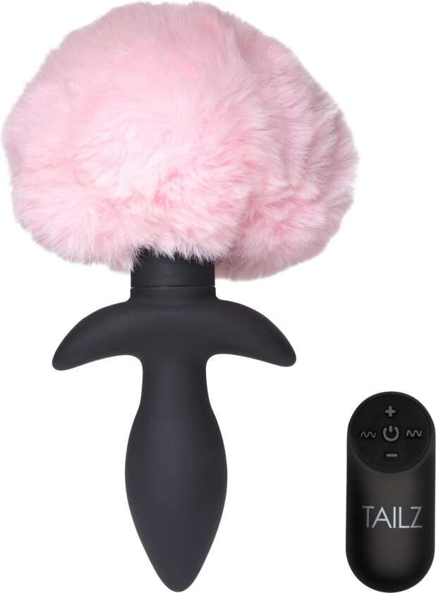 Fjernstyrt Logrende Vibrerende Kaninhale Analplugg - Lyserosa