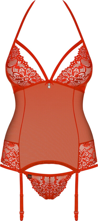 rødt korsettsett - Rød - S/M