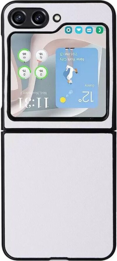 Samsung Galaxy Z Flip5 (5G) Skinnkledd Plast Deksel - Hvit Carbon