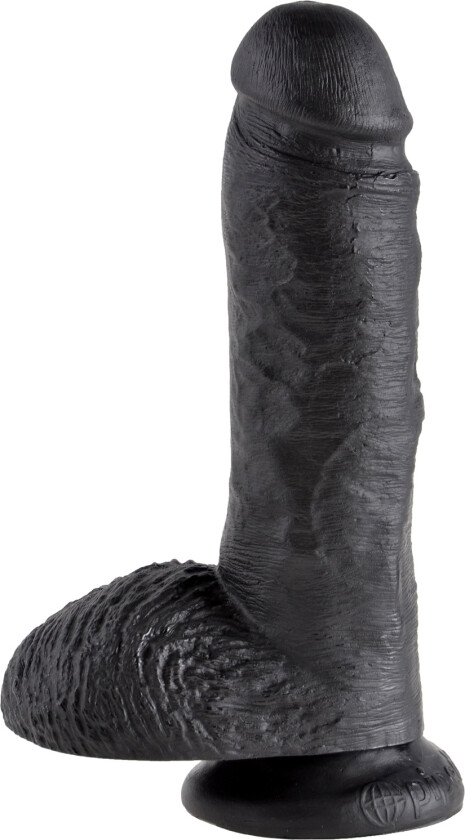 - Penis with Balls Dildo 20.3 cm   - Svart