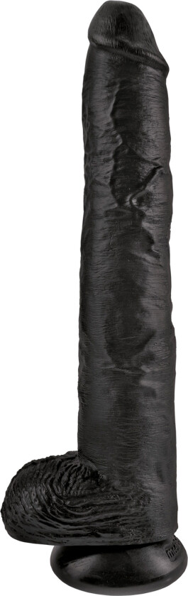 Realistisk Dildo med Testikler 35 cm   - Svart