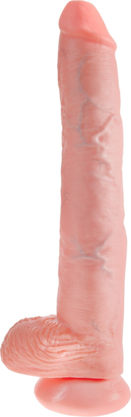 Realistisk Dildo med Testikler 35 cm   - Beige