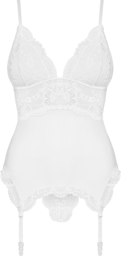 810-COR-2 S/M WHITE, Hunkjønn, Hvit, S/M, Spiler i halvsirkler under hver kopp, Romanse, Alle sesonger