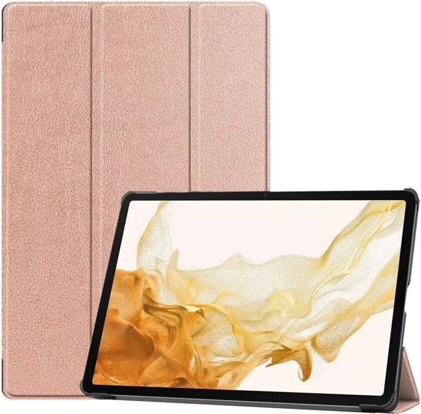 Samsung Galaxy Tab S9+ (Plus) Tri-Fold Skinn Deksel m. Stativfunksjon - Rose Gold