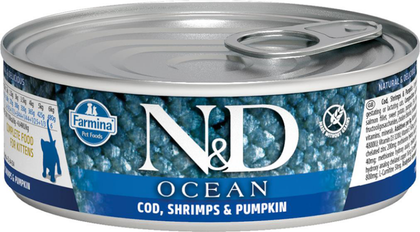 Cat Ocean Tuna, Cod, Shrimp & Pumpkin Kitten 70g