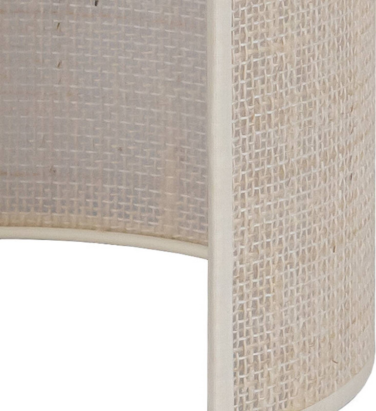 vegglampe i jute, hvit/ecru, halvsirkelformet, høyde 24 cm
