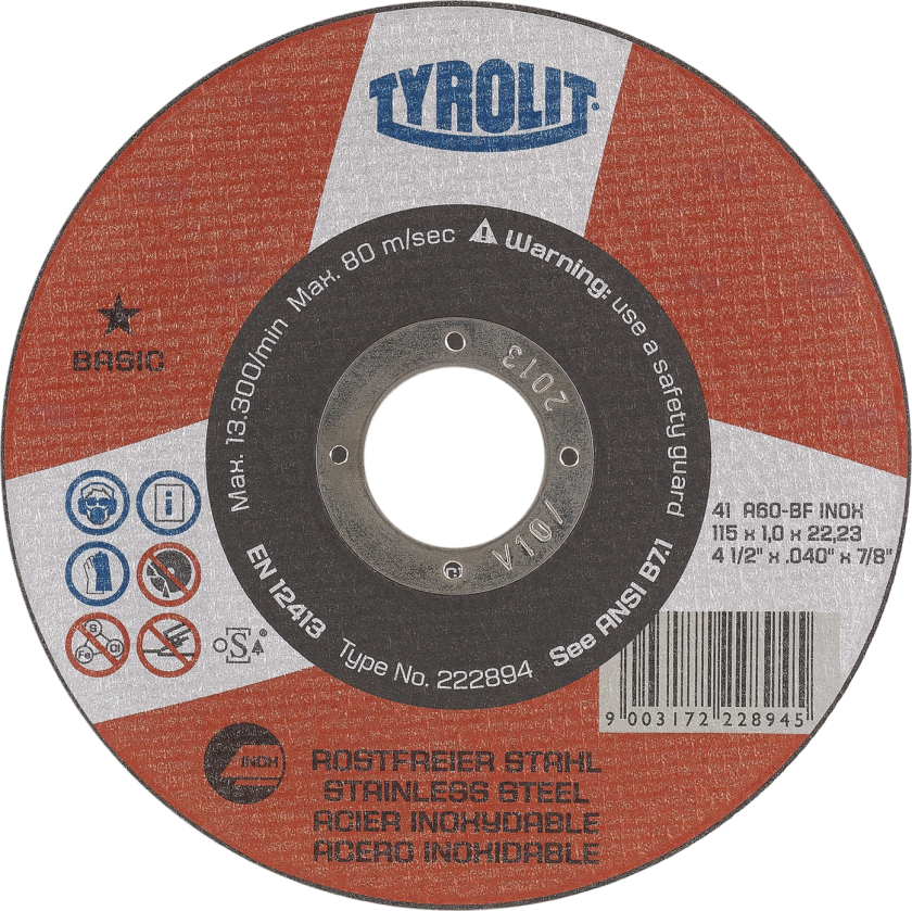 Skæreskive Basic 41C ø115Ã1 A60-BFinox
