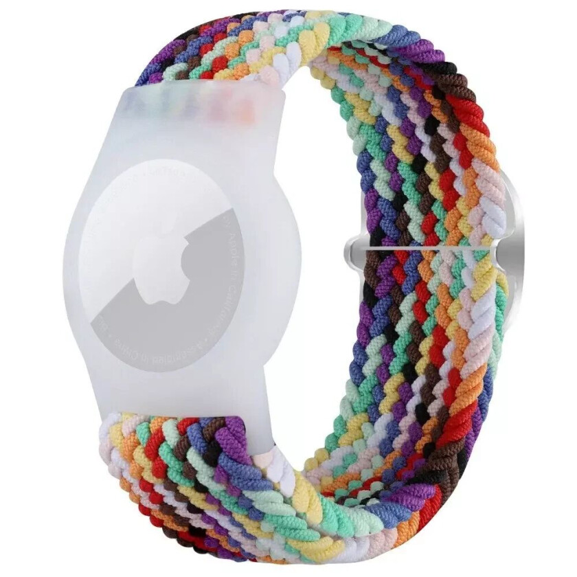AirTag Flettet Stoffrem - Regnbue