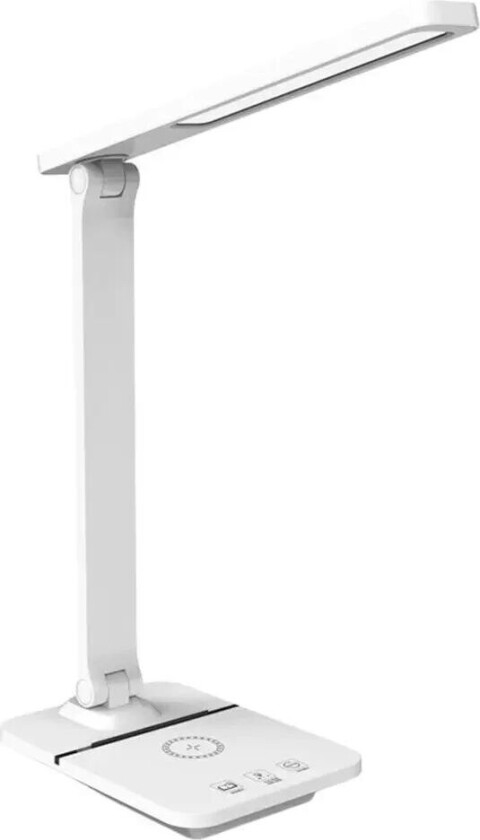 LED Bordlampe med Trådløs lade- og Mobilholder - Hvit