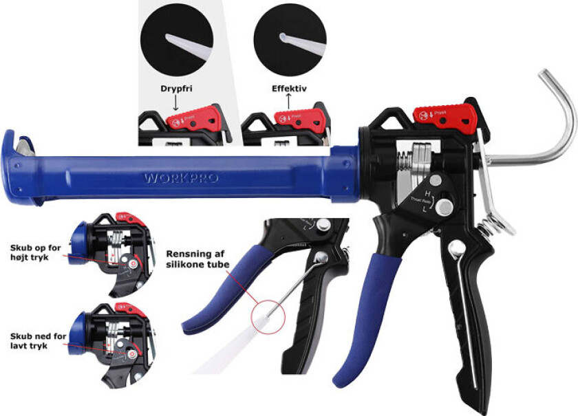 Bilde av WORKPRO Fugepistol med dryppstopp. Komfortgrep.