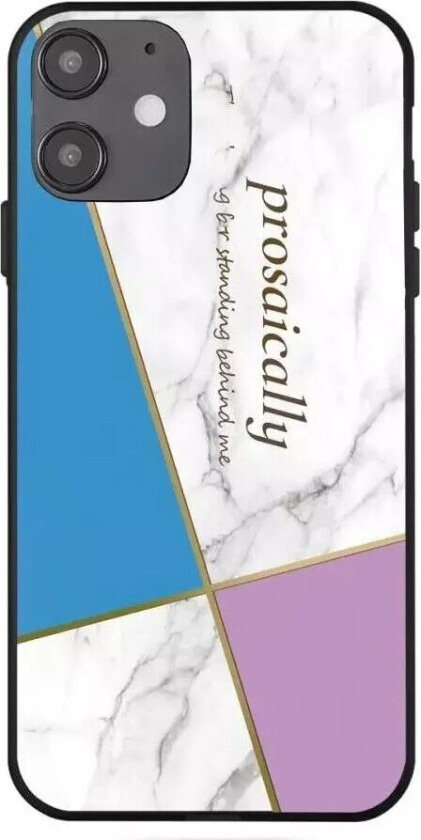 iPhone 12 Mini Deksel med Print - Geometri - Rosa / Blå / Hvit Marmor