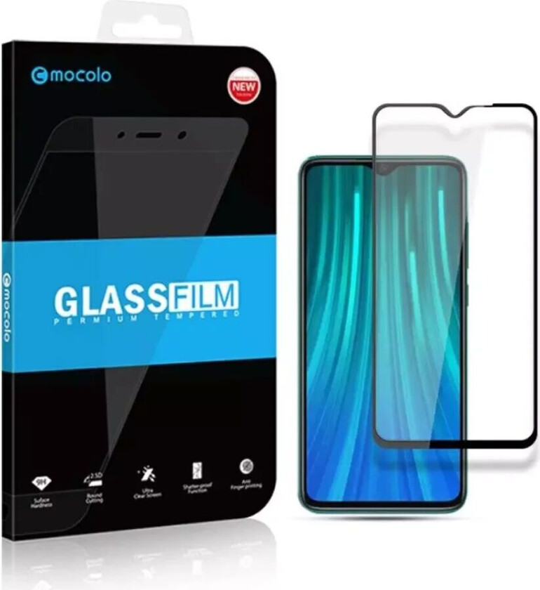 MOCOLO Xiaomi Redmi Note 8T Mocolo Skjermbeskytter - Full Fit - Svart Ramme