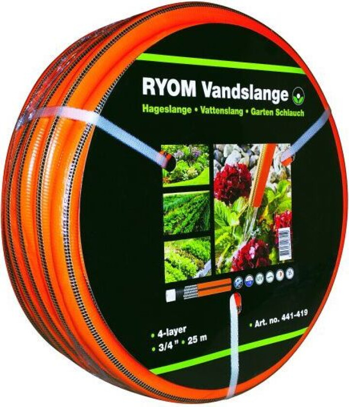 Oransje Vannslange 3/4 4-Lags Armering 25M