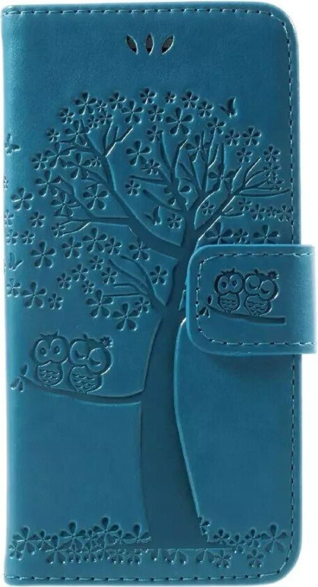 iPhone SE (2022 / 2020) / 8 / 7 Deksel m. Lommebok - Ugler i Tre - Blå