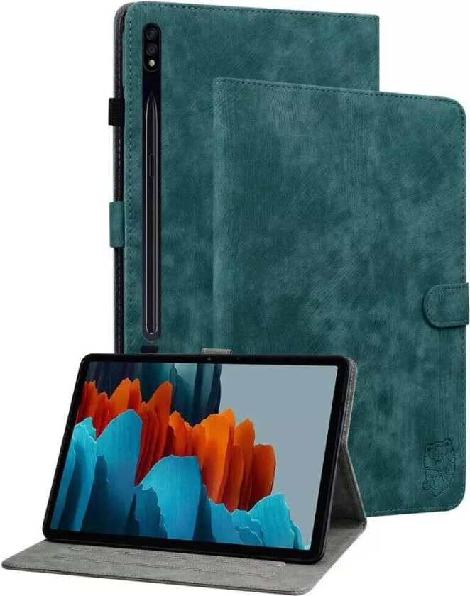 Samsung Galaxy Tab S9 Skinndeksel med stativfunksjon og kortholder - Grønn