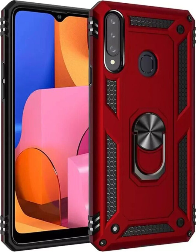 Samsung Galaxy A20s Håndverkerdeksel med Magnetisk Stativfunksjon - Rød