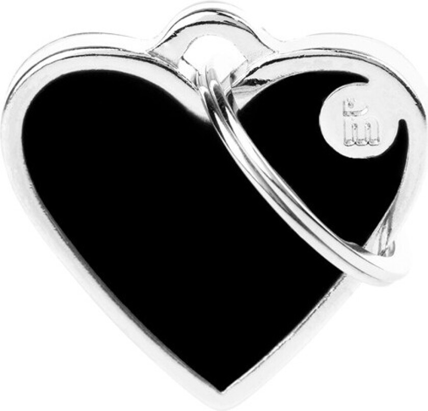 Myfamily Basic Hjerte håndlaget ID tag - 25x25 mm - Sort