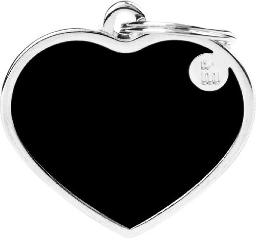Myfamily Basic Hjerte håndlaget ID tag - 37x36 mm - Sort
