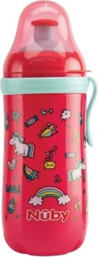 Nüby, Pop-up Drikkeflaske Med Glow In The Dark Stropp, 18+ Mnd., Pink