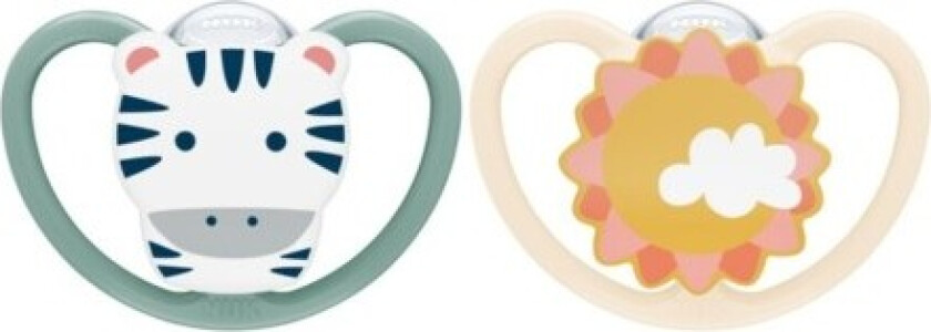 Nuk Space, Str. 2 (6-18 Md.), Anatomisk - Silikon, 2-pk