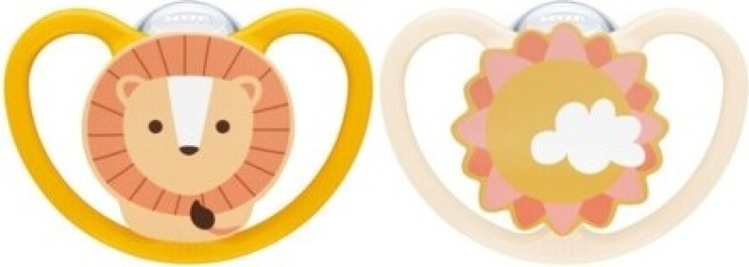 Nuk Space, Str. 2 (6-18 Md.), Anatomisk - Silikon, 2-pk