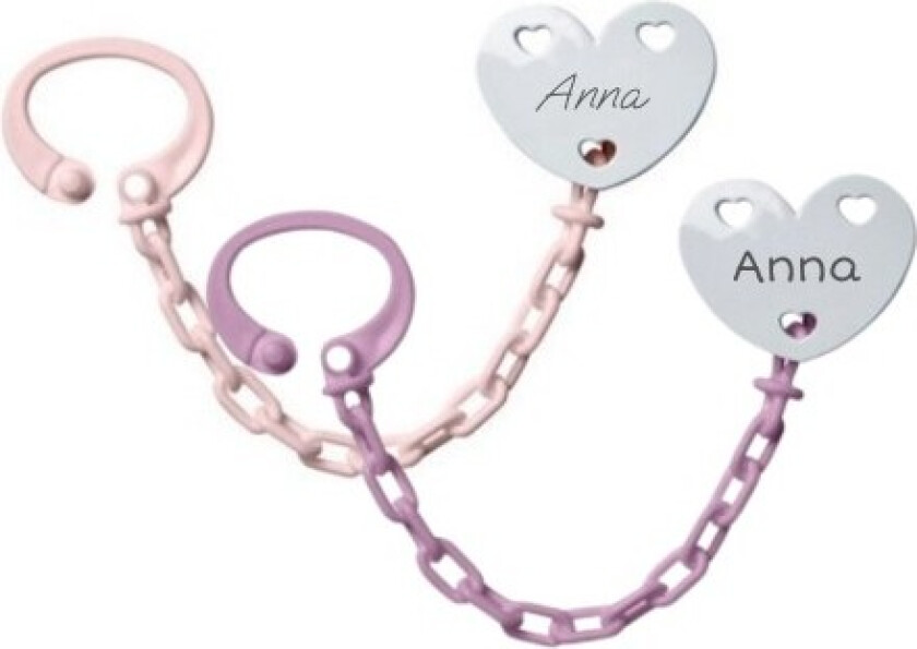 Personalisert Smokkekjede, Hjerte, 2-pack, Tilgjengelig I Flere Farger