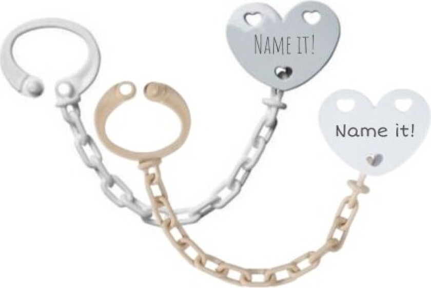 Personalisert Smokkekjede, Hjerte, 2-pack, Tilgjengelig I Flere Farger