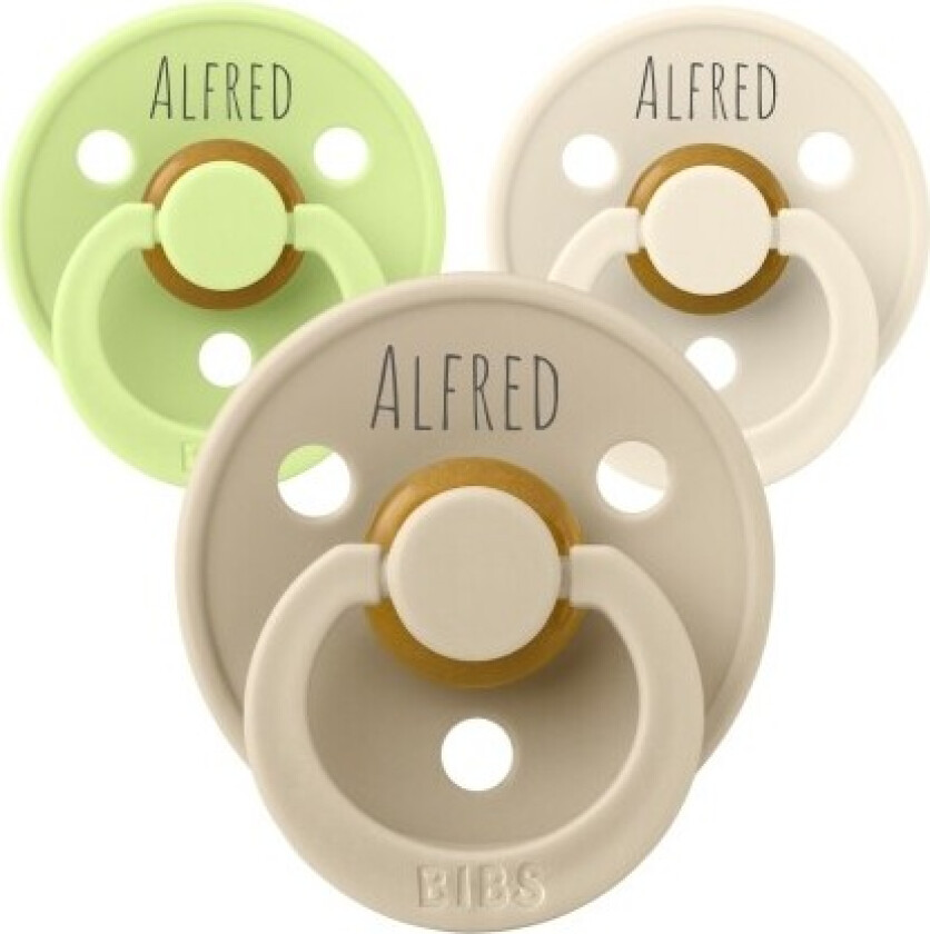 Bibs Colour, Str. 1 (0-6 Md.), Rund - Lateks, Smokker Med Navn