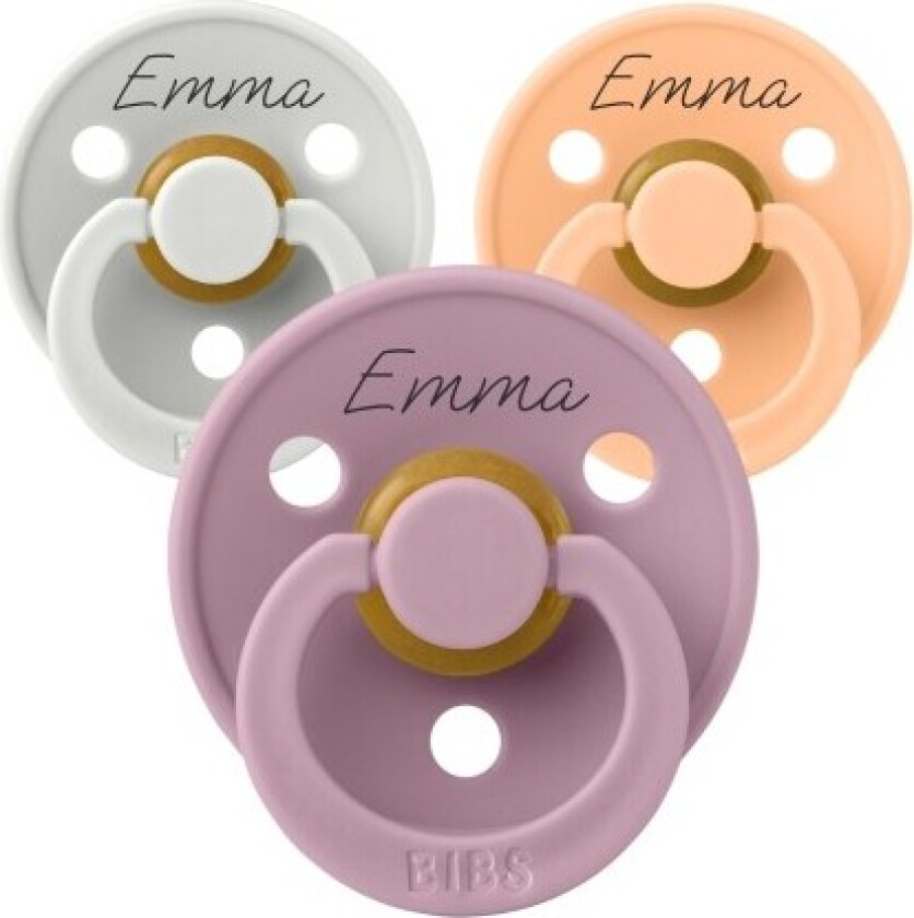 Bibs Colour, Str. 1 (0-6 Md.), Rund - Lateks, Smokker Med Navn