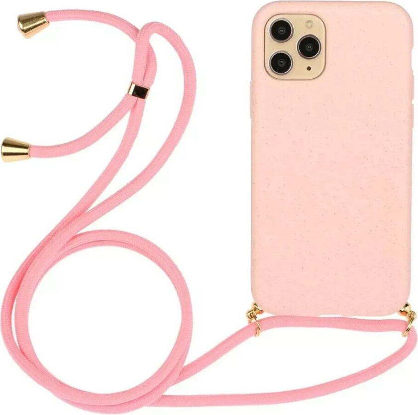 iPhone 15 Pro Max Fleksibelt Plast Bakdeksel med Snor / Stropp - Pink