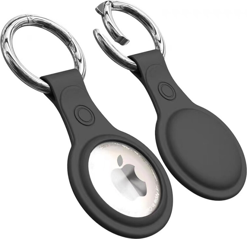 SERO AirTag silikondeksel med nøkkelring / karabinkrok, svart