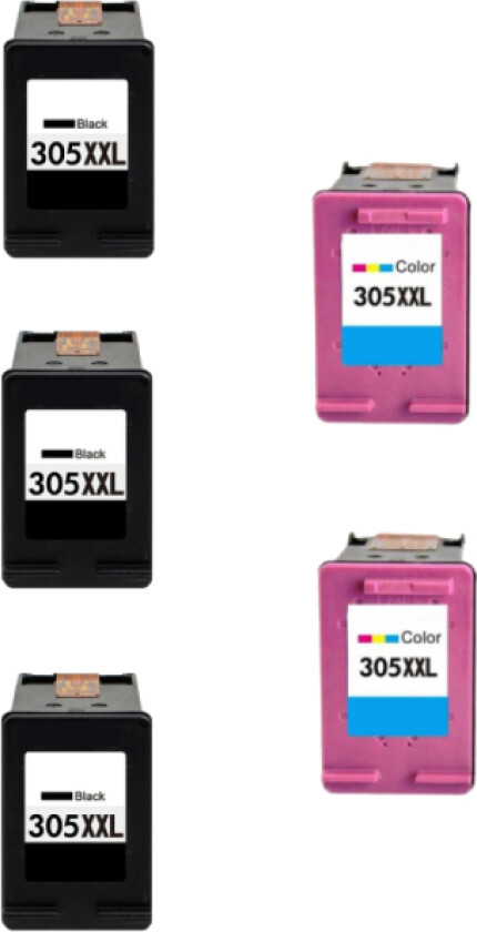 HP 305 XL combo pack 5 stk blekkpatron - Kompatibel - BK/C 90 ml